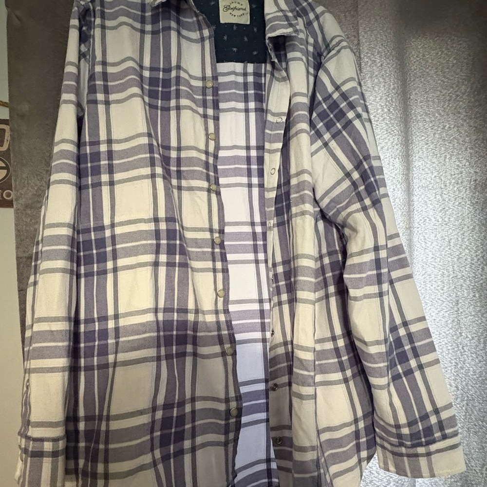 JACHS Girlfriend Purple Plaid Button Down Shirt
